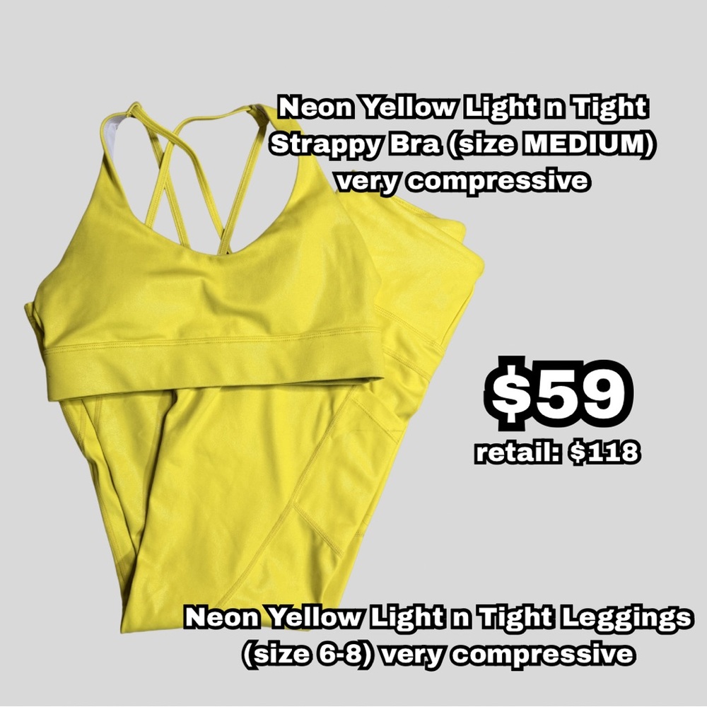 ZYIA Neon Yellow Light n Tight Leggings & Bra Set